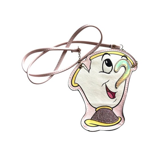 Disney Chip Beauty & The Beast Crossbody Bag Purse Pink Faux Leather Zipper - Picture 2 of 3